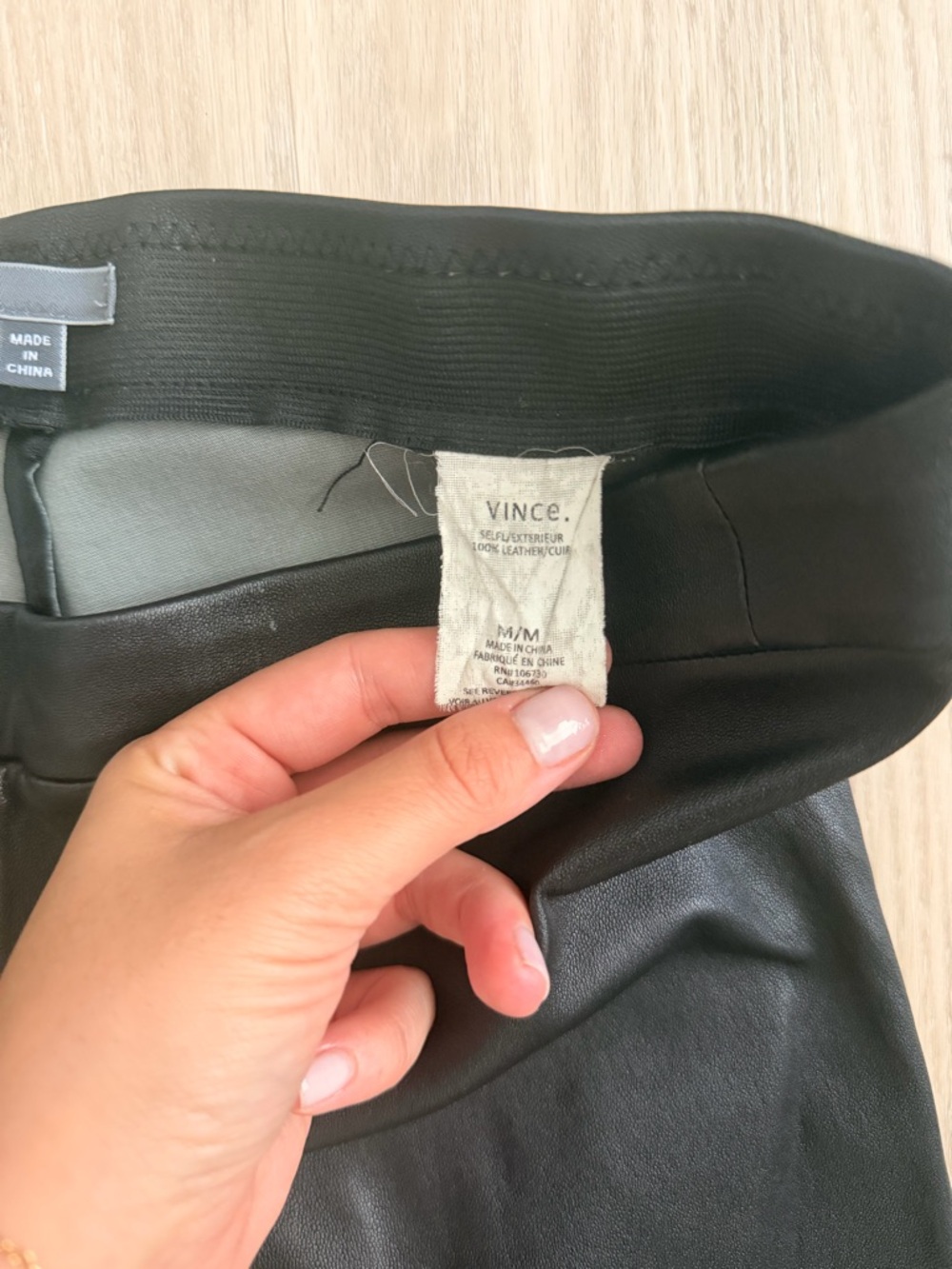 Vince Black Faux Leather Mid-Rise Leggings - Picture 4 of 4